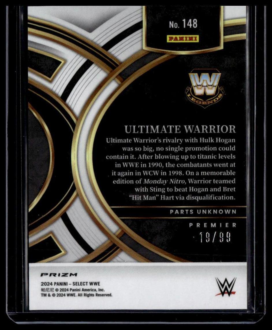 2024 Panini Select WWE #7 Ultimate Warrior Red Wave Prizms #/99
