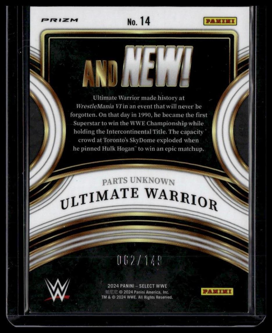 2024 Panini Select WWE #14 Ultimate Warrior And NEW! Red Wave Prizms #/149