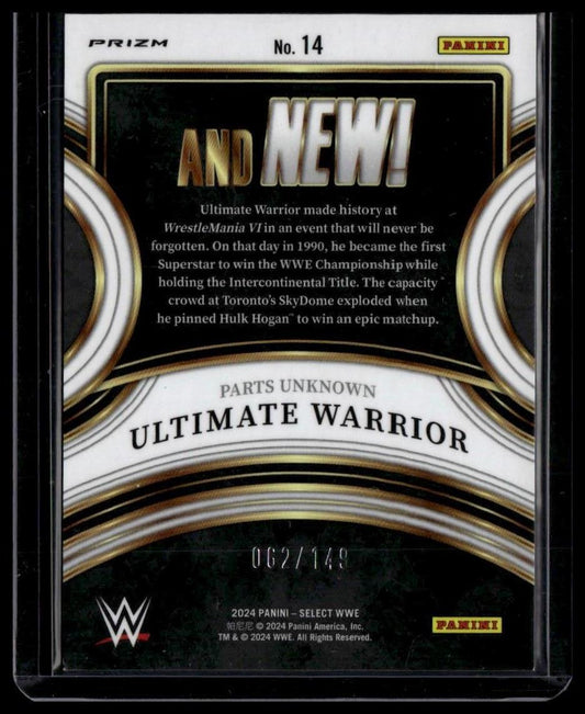 2024 Panini Select WWE #14 Ultimate Warrior And NEW! Red Wave Prizms #/149