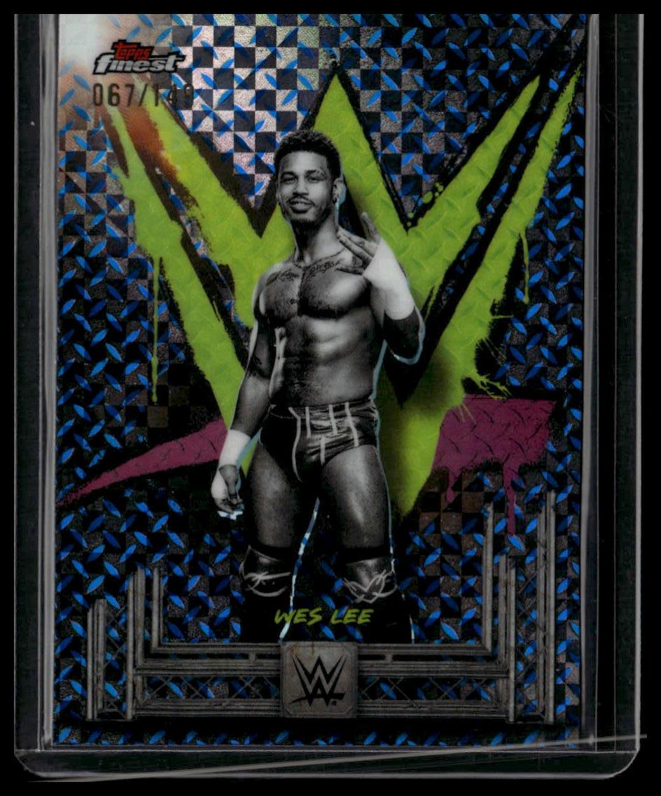 2025 Topps Finest WWE #35 Wes Lee Blue Checkerboard #/149