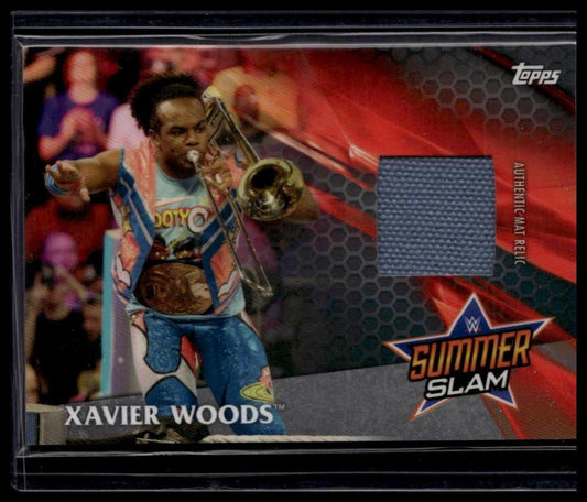 2017 Topps WWE #NNO Xavier Woods SummerSlam 2016 Mat Relics Silver #/25