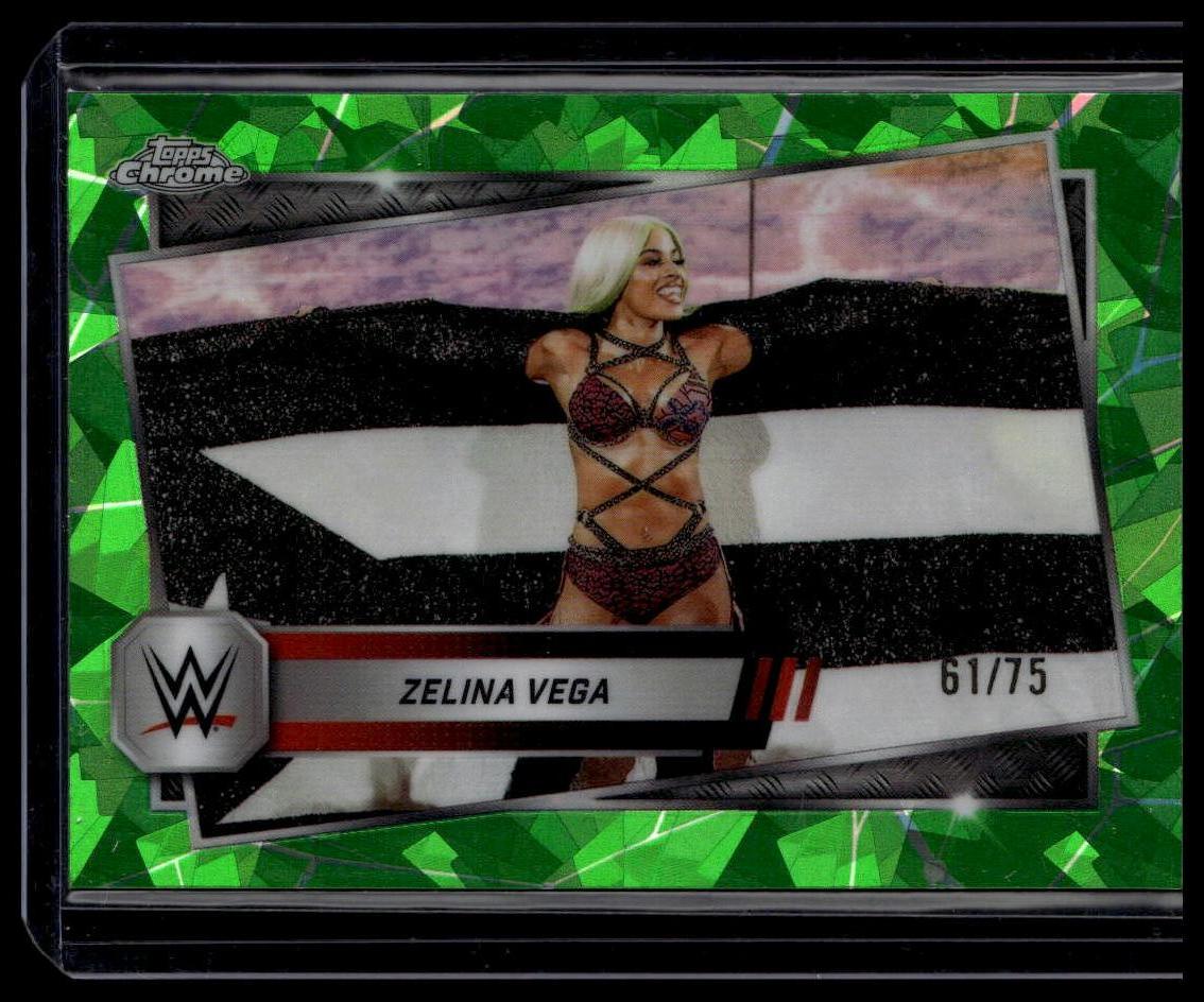 2025 Topps Chrome Sapphire Edition WWE #196 Zelina Vega Green #/75