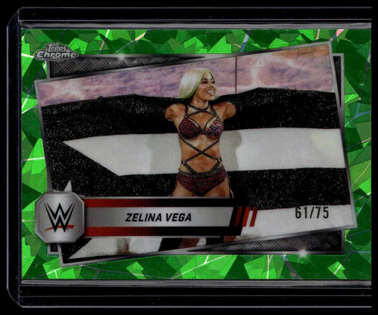 2025 Topps Chrome Sapphire Edition WWE #196 Zelina Vega Green #/75