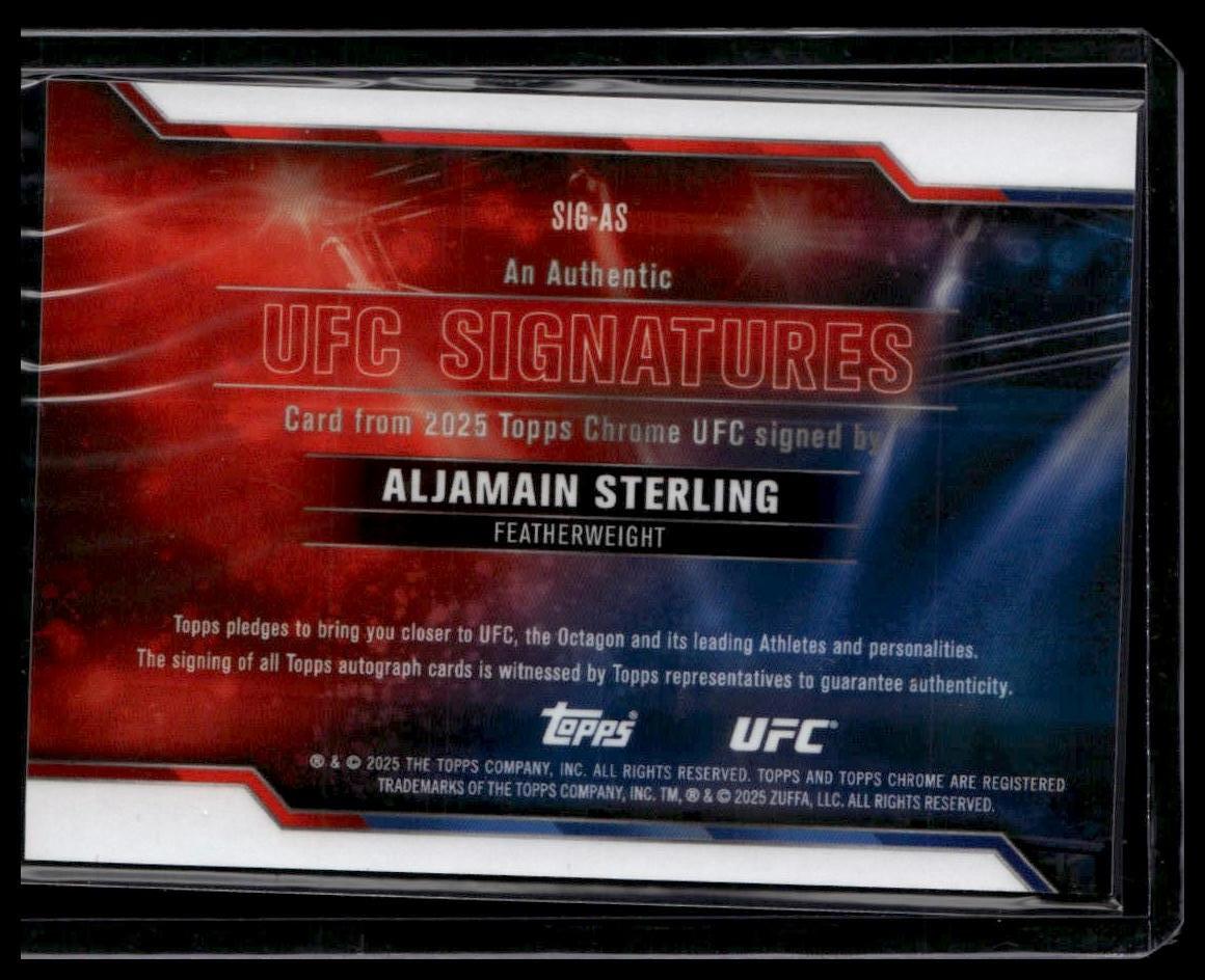 2025 Topps Chrome UFC Aljamain Sterling UFC Signatures Green Refractor /99