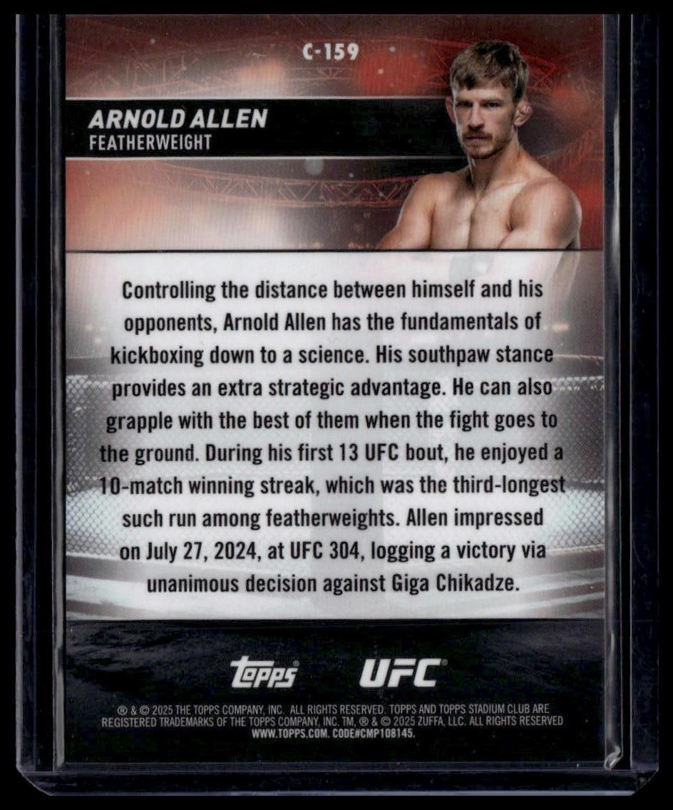 2025 Stadium Club UFC #C-159 Arnold Allen Chrome Pearl White Refractor #/30