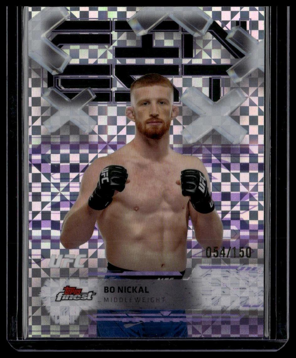 2025 Topps Finest UFC #92 Bo Nickal Purple Checkerboard Refractors #/150