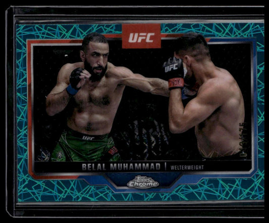2025 Topps Chrome UFC #126 Belal Muhammad Teal Lazer Refractor #/175