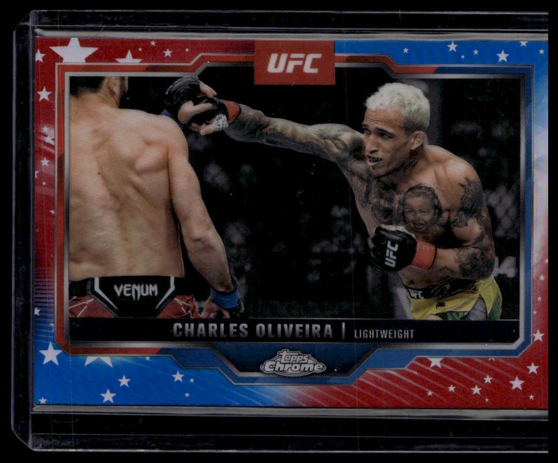 2025 Topps Chrome UFC #54 Charles Oliveira Red Blue Refractor