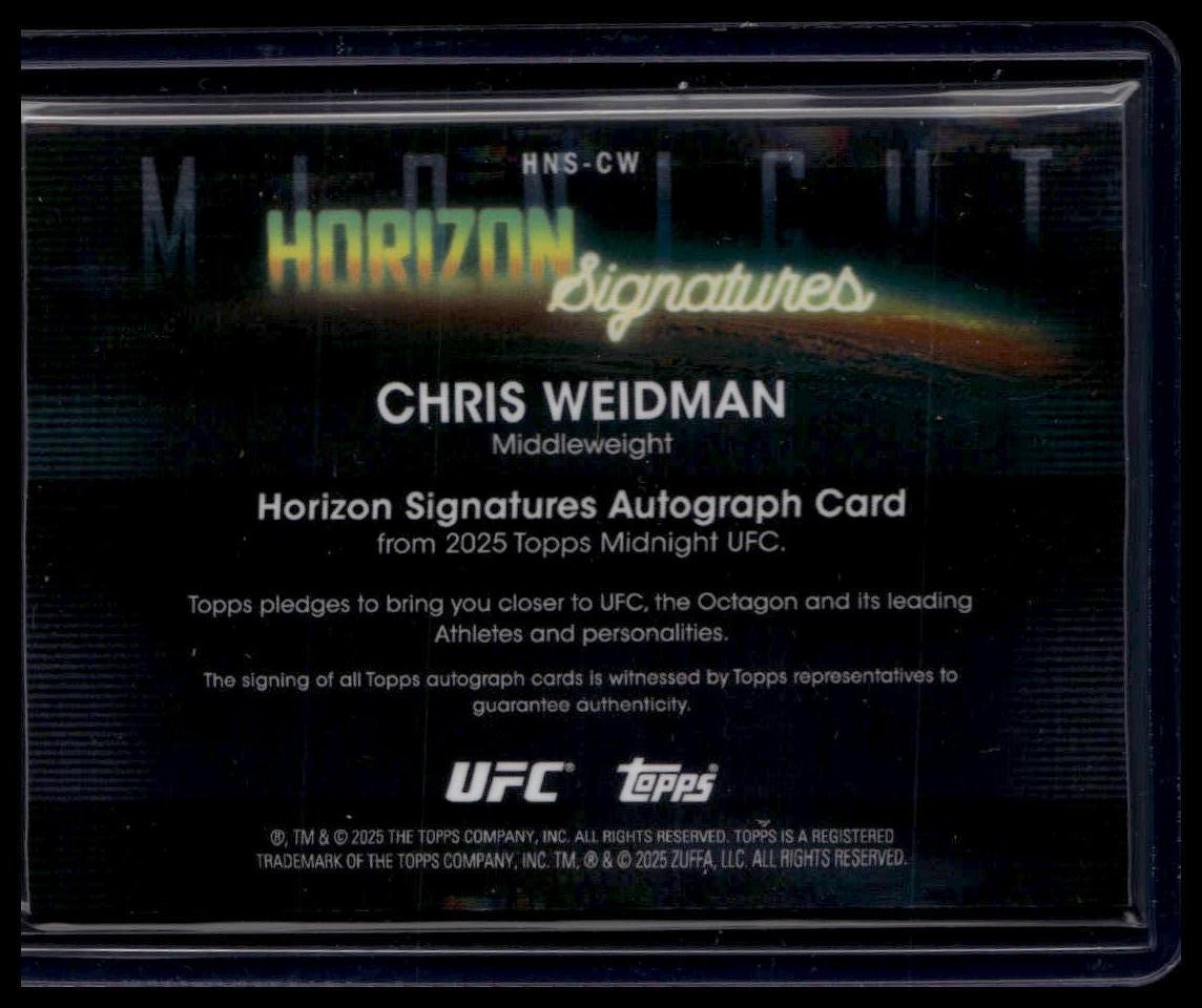 2025 Topps Midnight UFC #HNS-CW Chris Weidman Horizon Signatures Dusk #/75
