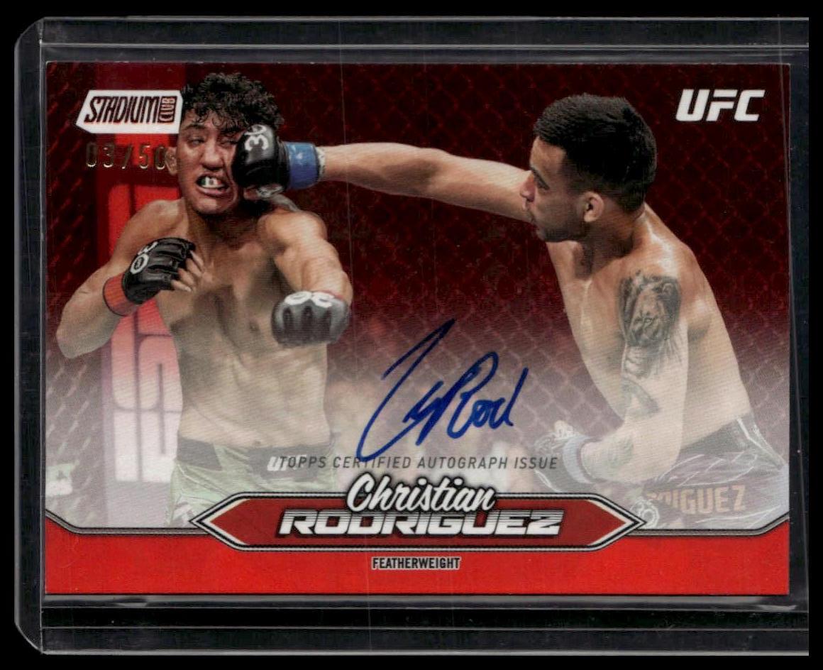 2025 Stadium Club UFC #BCA-CRZ Christian Rodriguez Base Autographs Red #/50