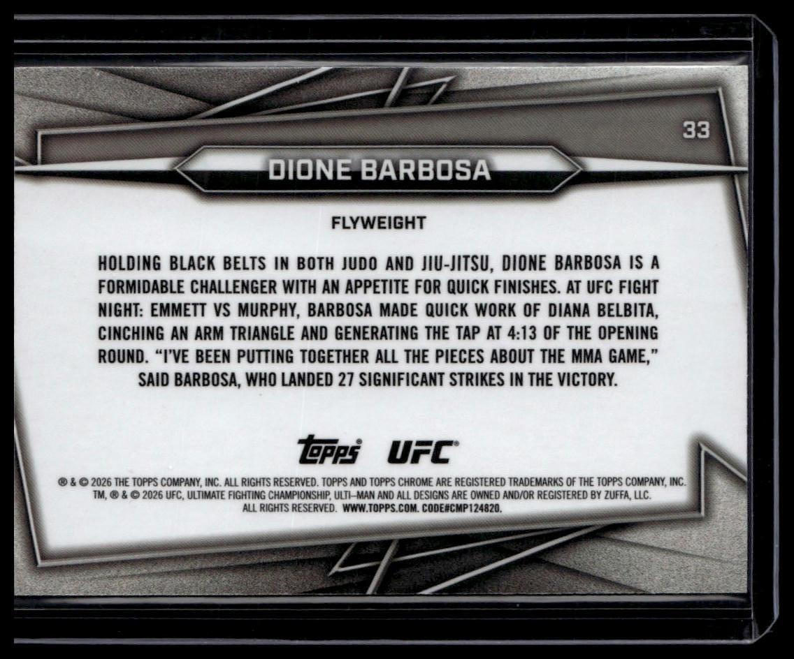 2026 Topps Chrome UFC #33 Dione Barbosa Green Geometric Refractor #/75