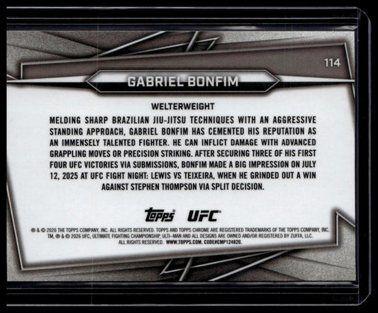 2026 Topps Chrome UFC #114 Gabriel Bonfim Orange Geometric Refractor #/25