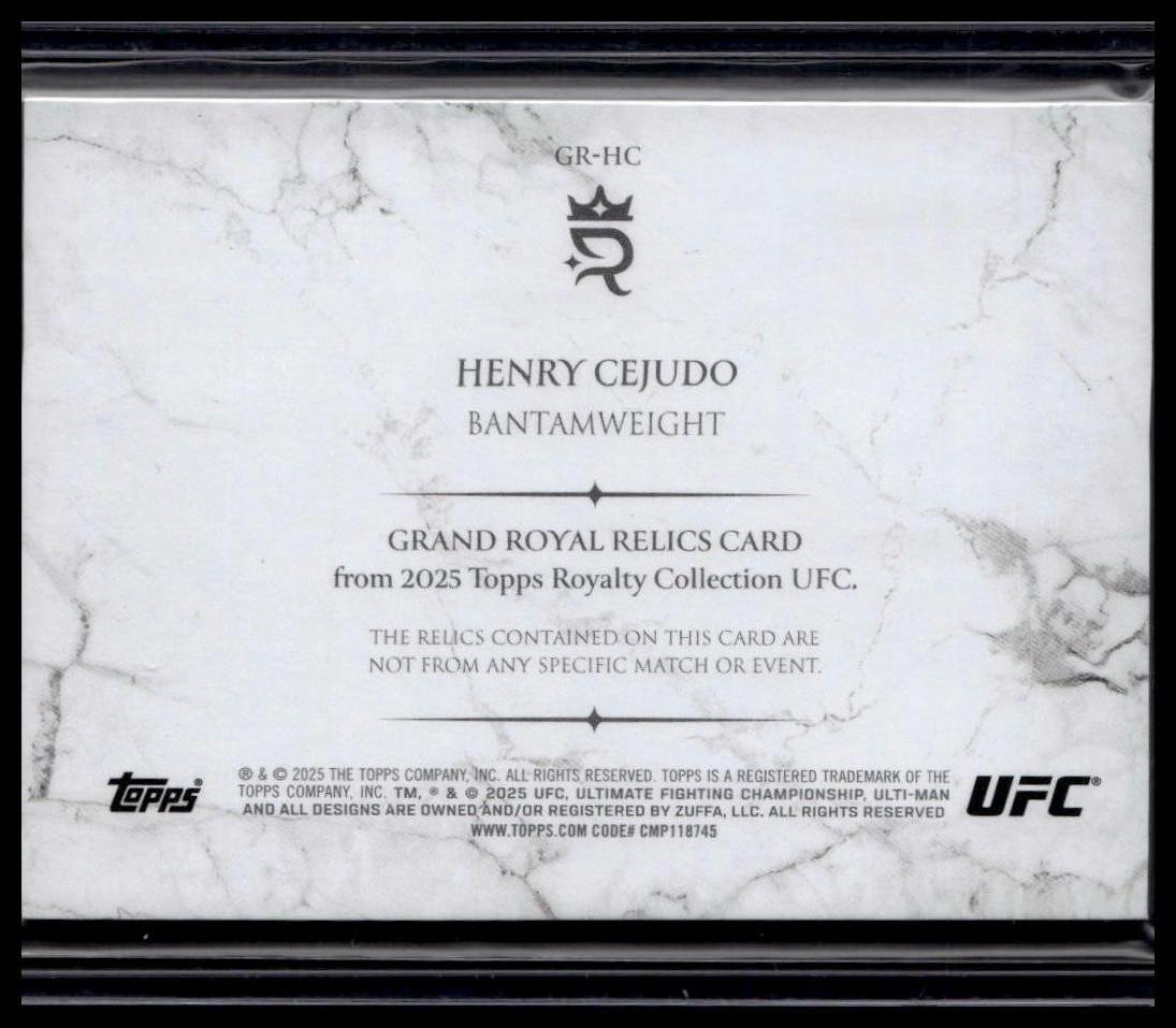 2025 Topps Royalty UFC #GR-HC Henry Cejudo Grand Royal Relics #/99