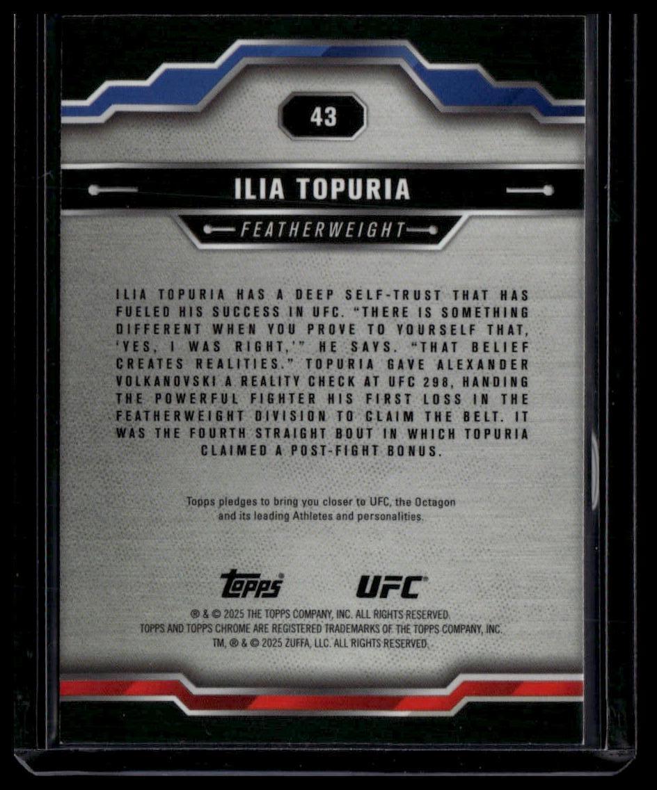 2025 Topps Chrome UFC #43 Ilia Topuria Teal Lazer Refractor #/175