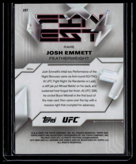 2025 Topps Finest UFC #297 Josh Emmett Red/Black Vapor Refractors #/10