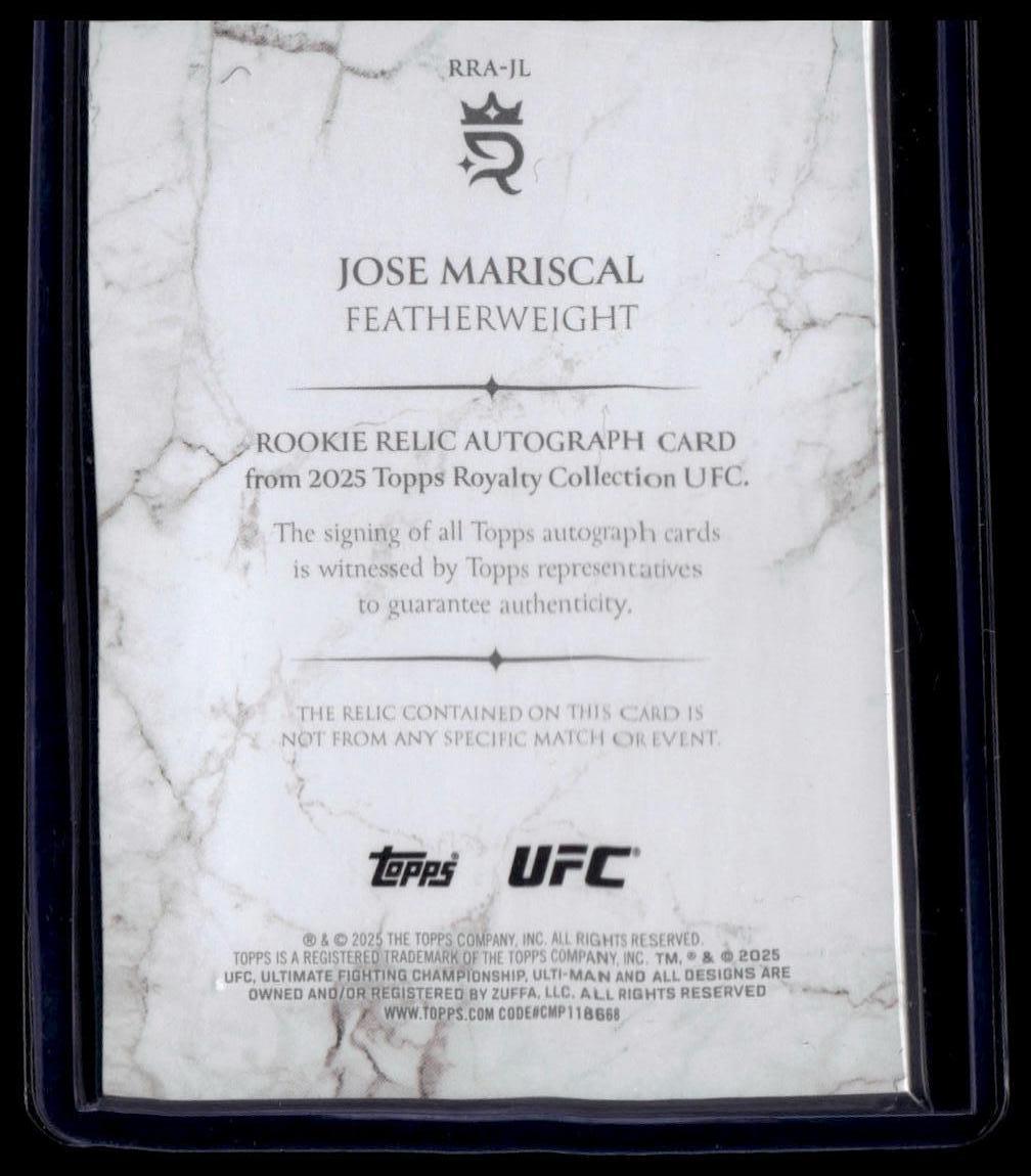 2025 Topps Royalty UFC #RRA-JL Jose Mariscal Rookie Relic Autographs #/99