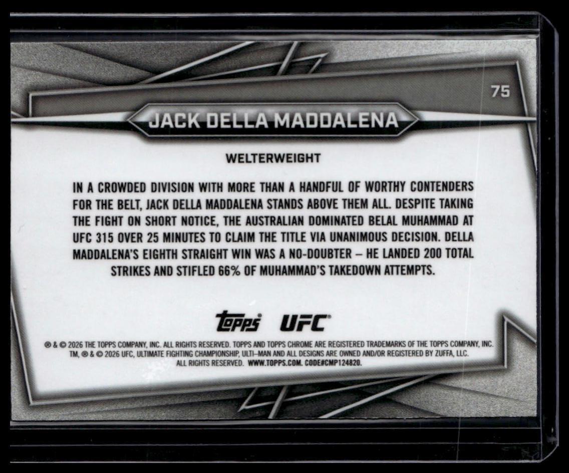 2026 Topps Chrome UFC #75 Jack Della Maddalena Pink Refractor #/250