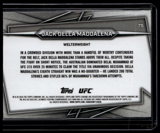 2026 Topps Chrome UFC #75 Jack Della Maddalena Pink Refractor #/250