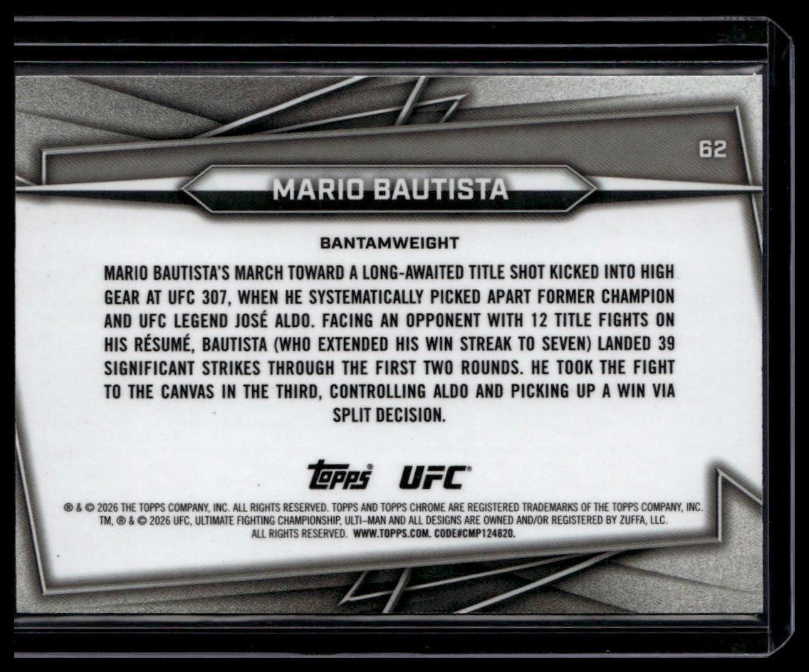 2026 Topps Chrome UFC #62 Mario Bautista Green Geometric Refractor #/75