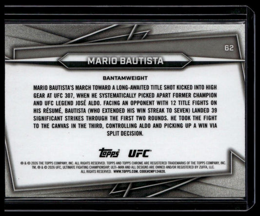 2026 Topps Chrome UFC #62 Mario Bautista Green Geometric Refractor #/75