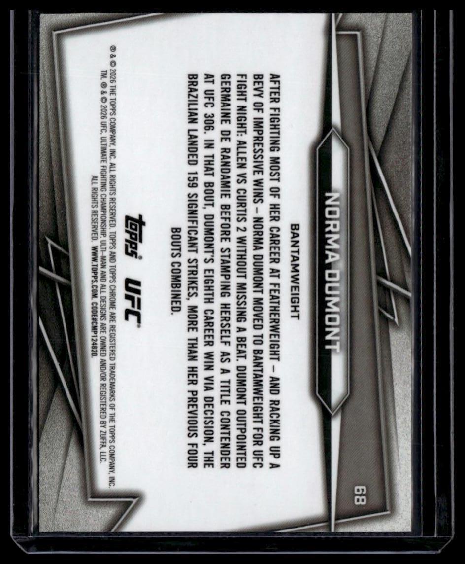 2026 Topps Chrome UFC #68 Norma Dumont Orange Refractor #/25