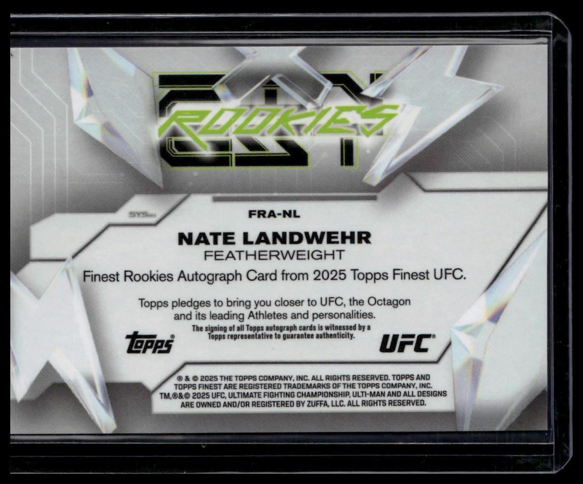 2025 Topps Finest UFC Nate Landwehr Rookie Auto Black Refractors #/25
