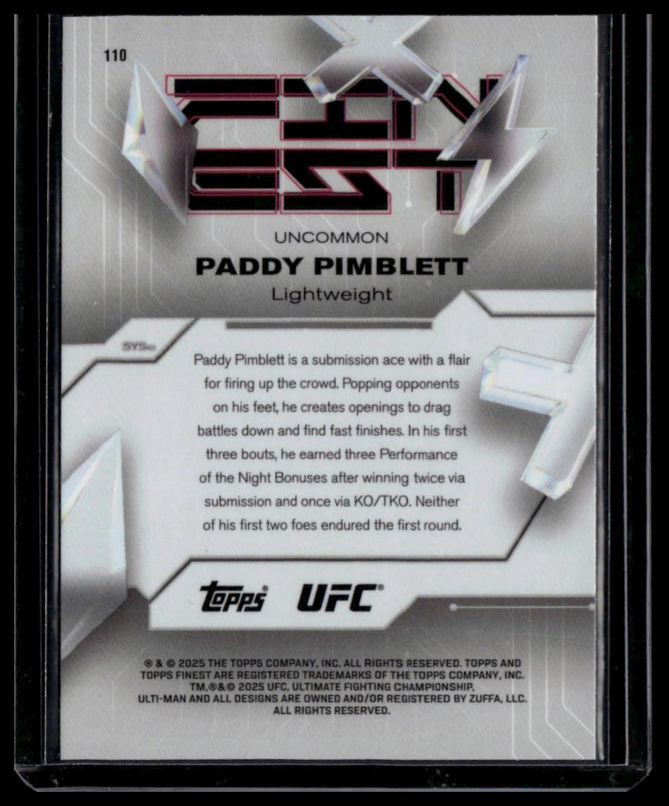 2025 Topps Finest UFC #209 Paddy Pimblett Blue Refractors #/175