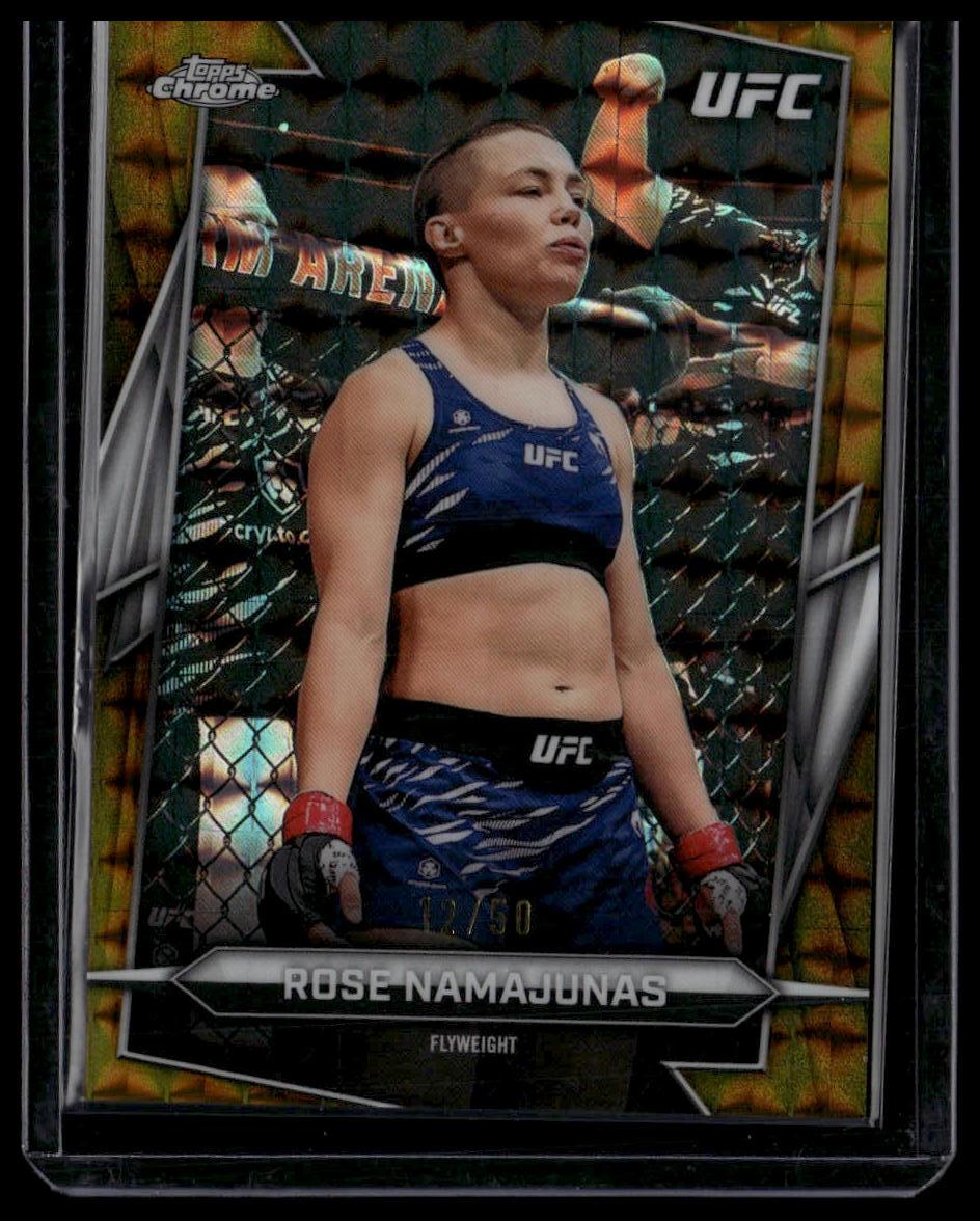 2026 Topps Chrome UFC #87 Rose Namajunas Gold Geometric Refractor #/50