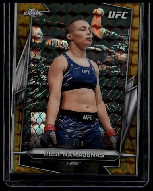 2026 Topps Chrome UFC #87 Rose Namajunas Gold Geometric Refractor #/50