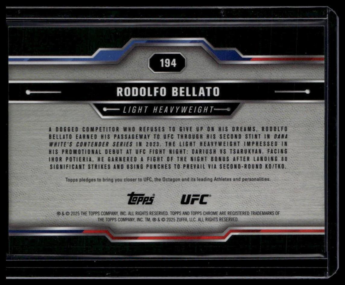 2025 Topps Chrome Sapphire Edition UFC #194 Rodolfo Bellato Gold Sapphire #/50
