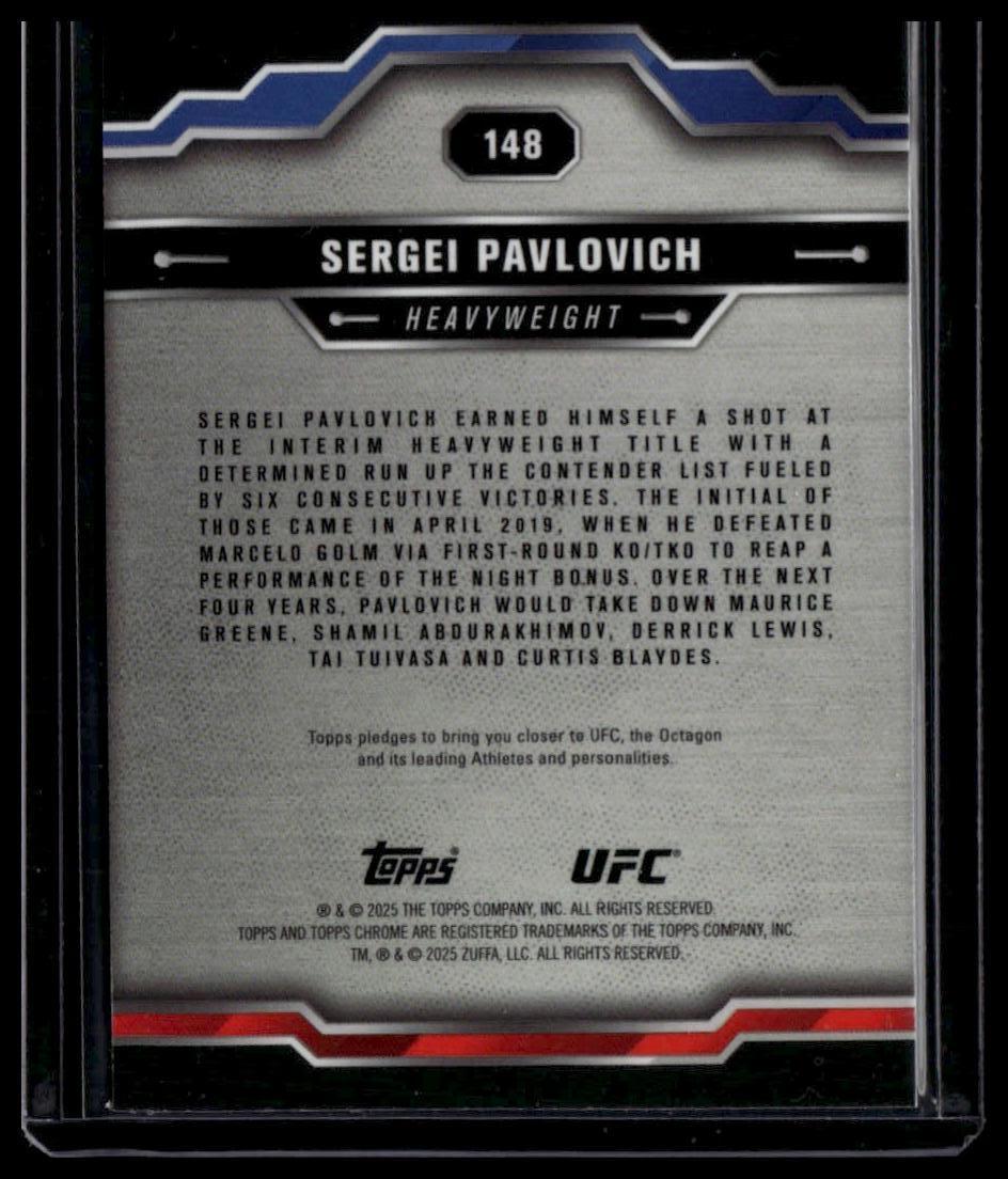 2025 Topps Chrome UFC #148 Sergei Pavlovich Aqua Refractor #/199