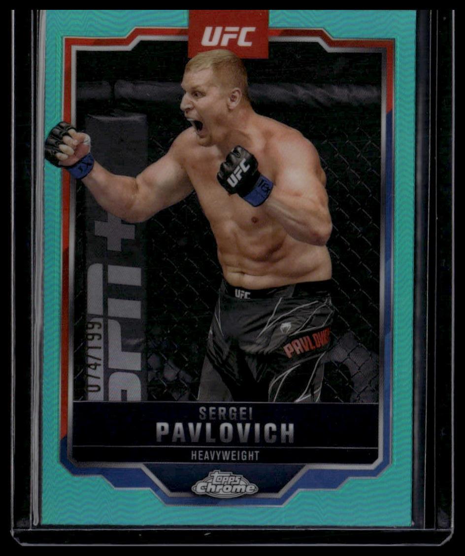 2025 Topps Chrome UFC #148 Sergei Pavlovich Aqua Refractor #/199