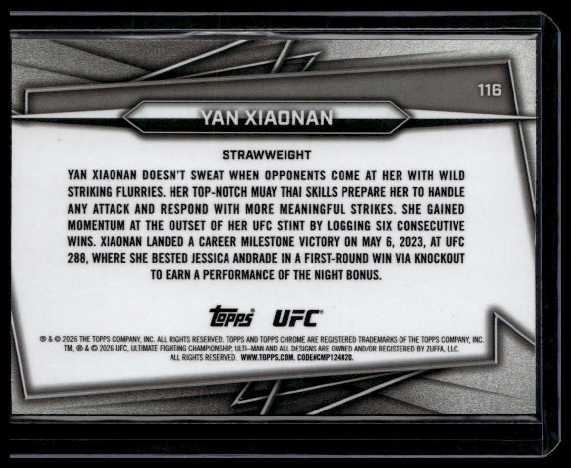2026 Topps Chrome UFC #116 Yan Xiaonan Gold Geometric Refractor #/50