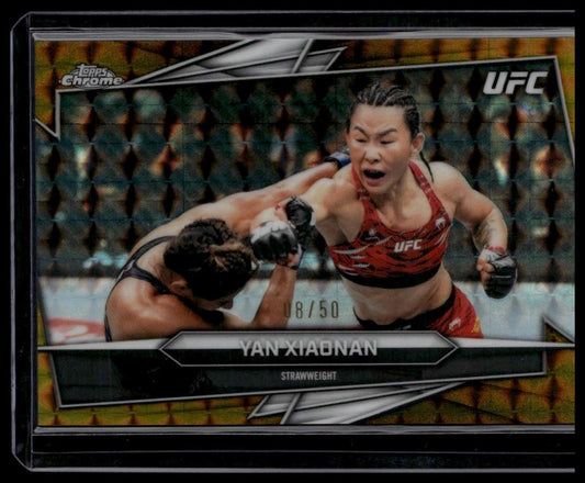 2026 Topps Chrome UFC #116 Yan Xiaonan Gold Geometric Refractor #/50