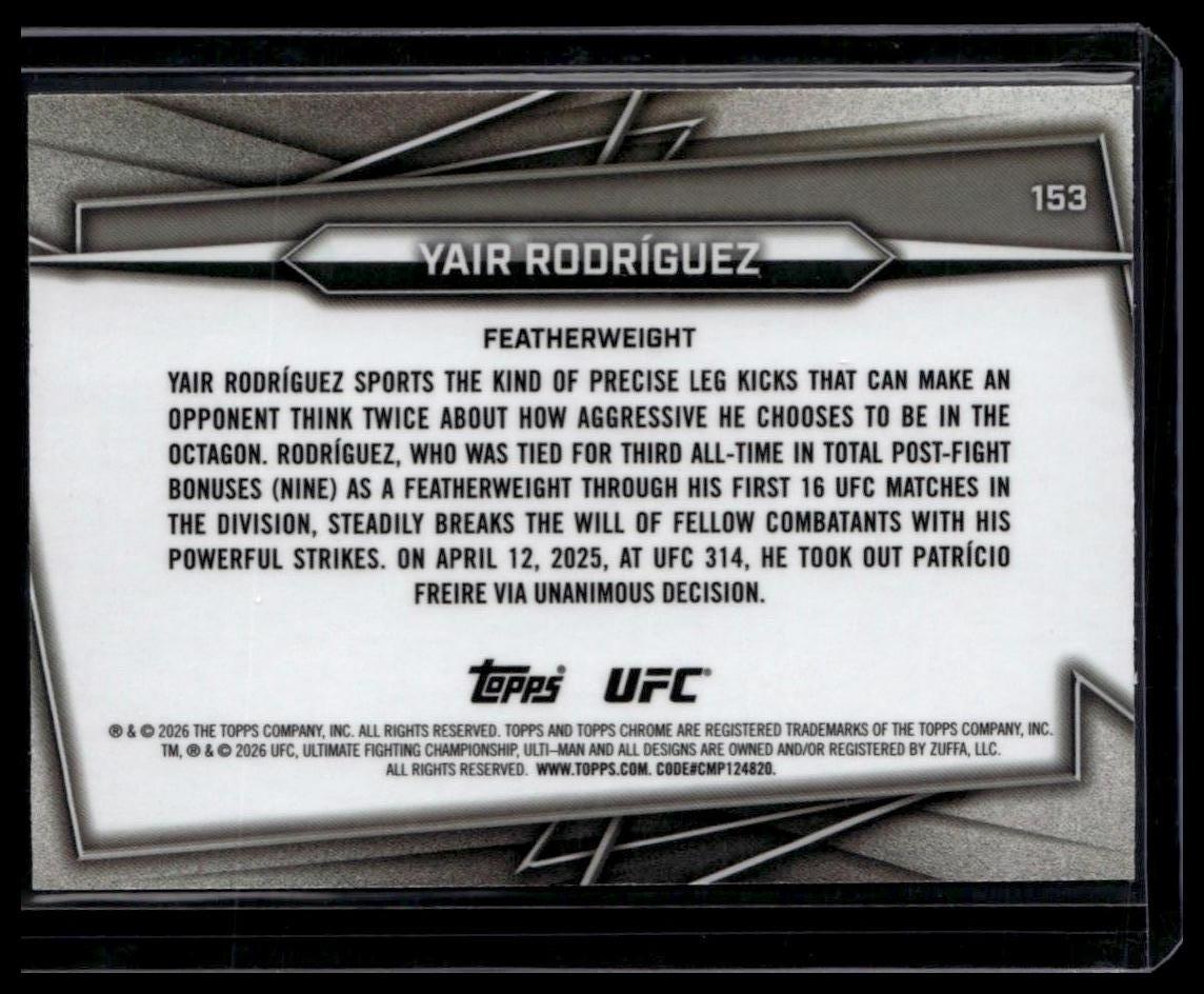 2026 Topps Chrome UFC #153 Yair Rodríguez Blue Geometric Refractor #/99