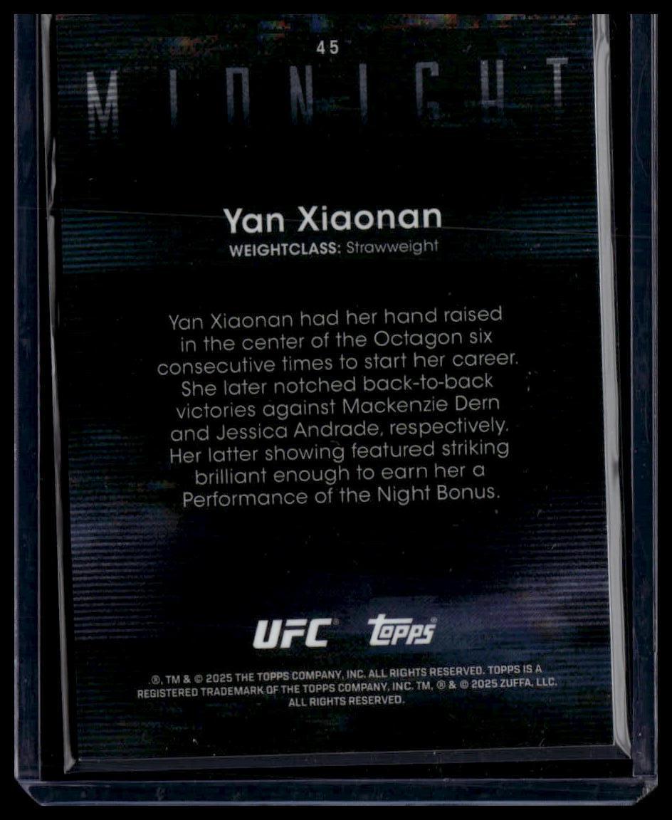 2025 Topps Midnight UFC #45 Yan Xiaonan Dusk #/75