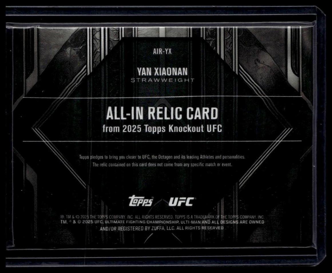 2025 Topps Knockout UFC #AIR-YX Yan Xiaonan All-In Relics