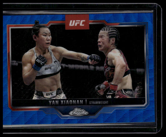 2025 Topps Chrome UFC #35 Yan Xiaonan Blue Wave Refractor #/75