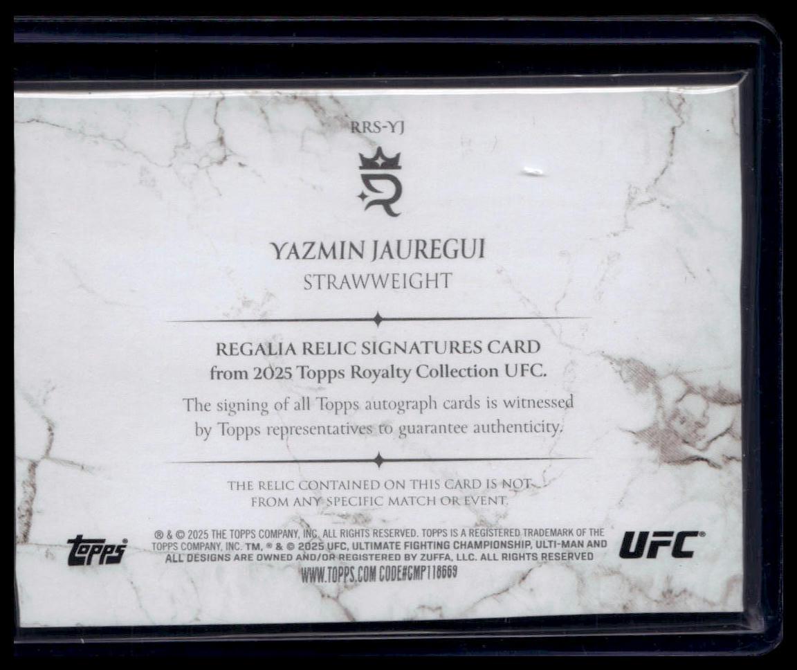 2025 Topps Royalty UFC #RRS-YJ Yazmin Jauregui Regalia Relic Signatures #/99