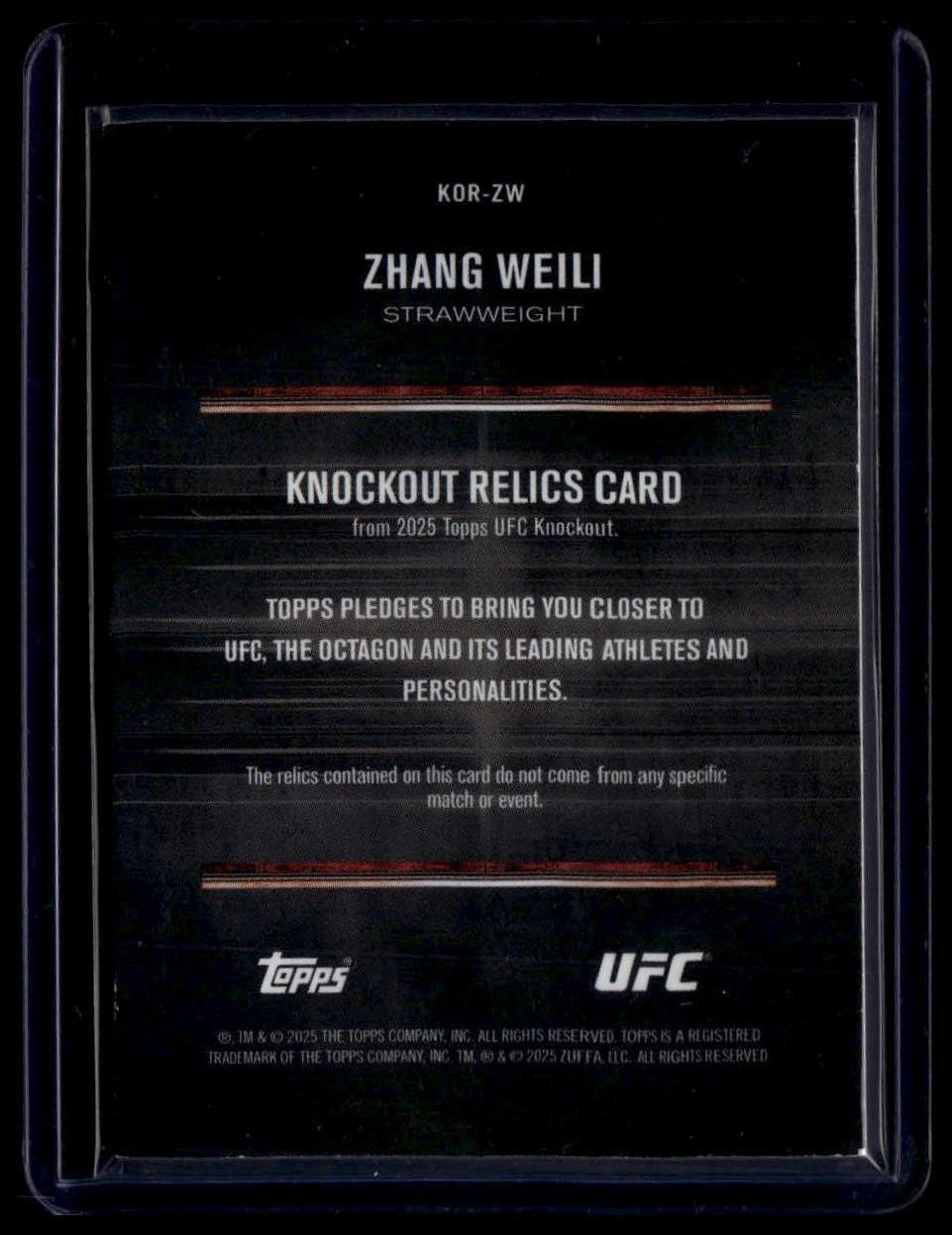 2025 Topps Knockout UFC #KOR-ZW Zhang Weili Knockout Relics