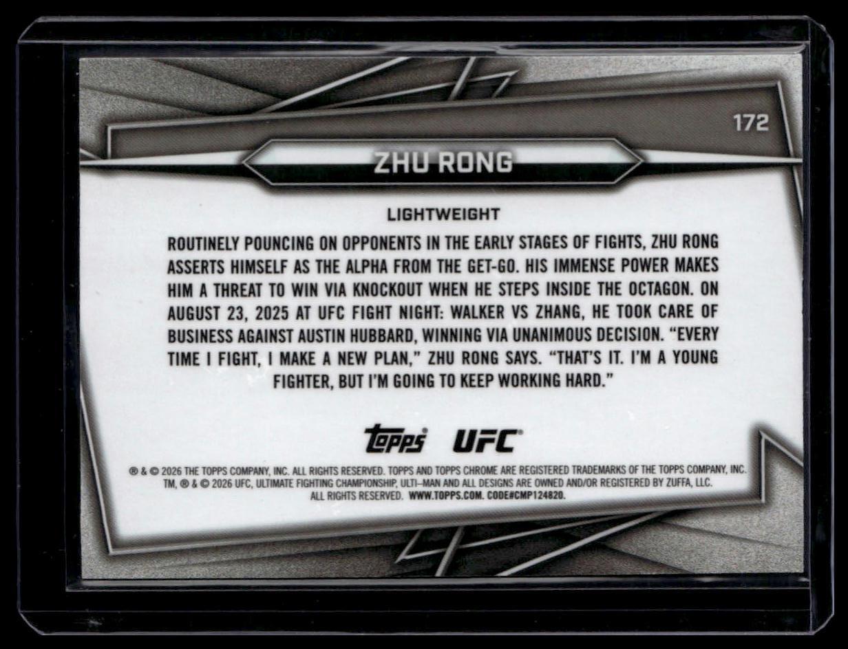2026 Topps Chrome UFC #172 Zhu Rong Blue Geometric Refractor #/99