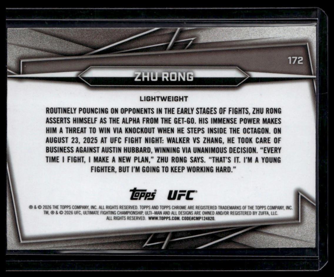2026 Topps Chrome UFC #172 Zhu Rong Pink Refractor #/250