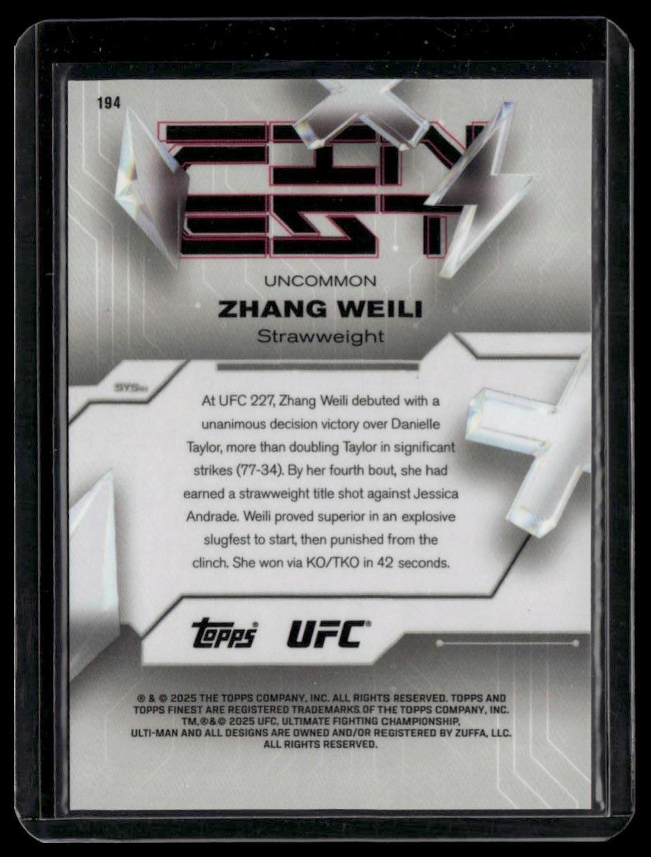 2025 Topps Finest UFC #194 Zhang Weili Gold Refractors #/25