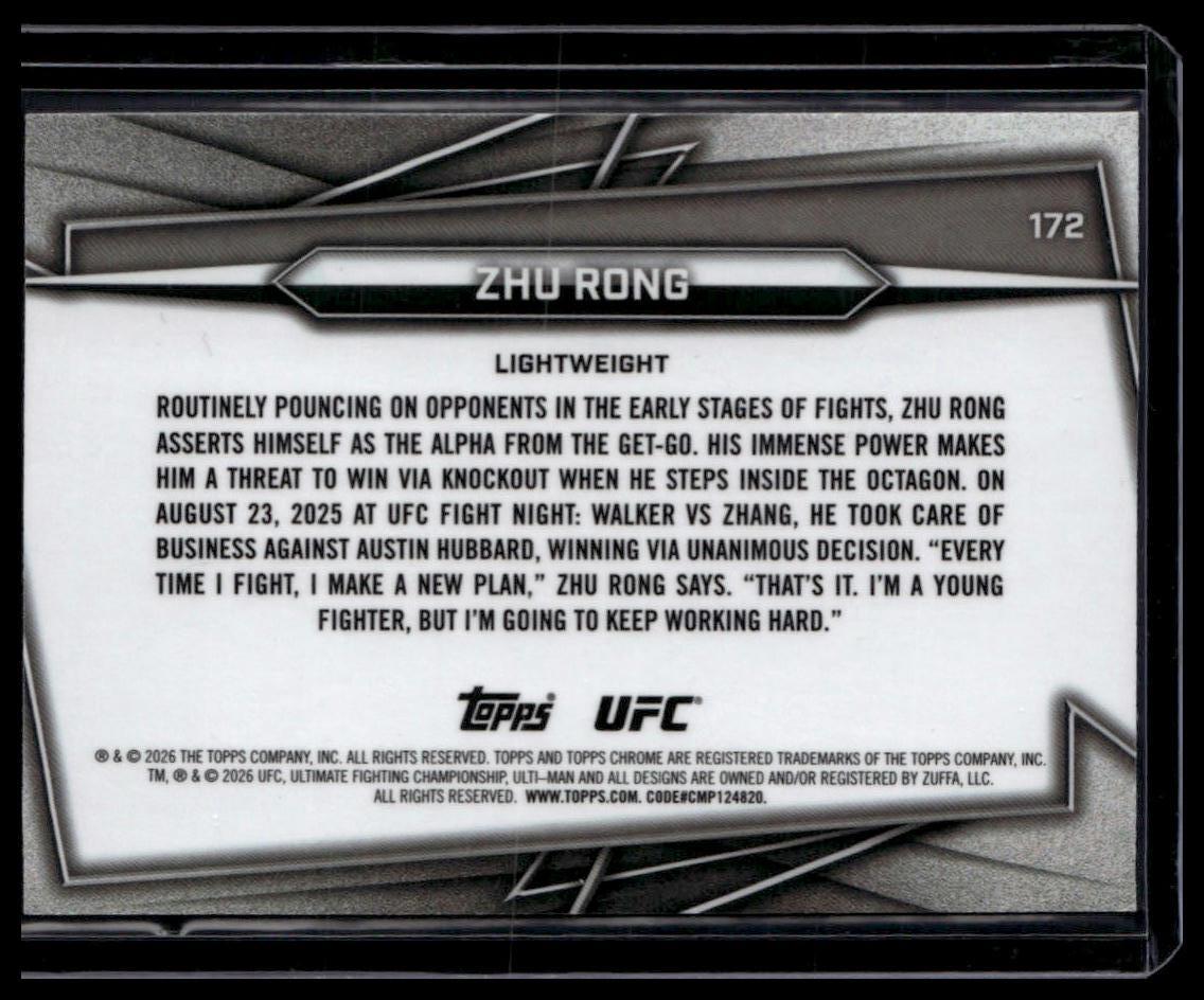 2026 Topps Chrome UFC #172 Zhu Rong Blue Geometric Refractor #/99