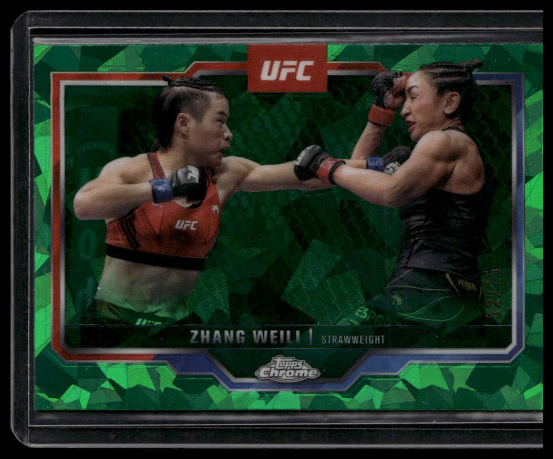 2025 Topps Chrome Sapphire Edition UFC #55 Zhang Weili Green Sapphire #/75