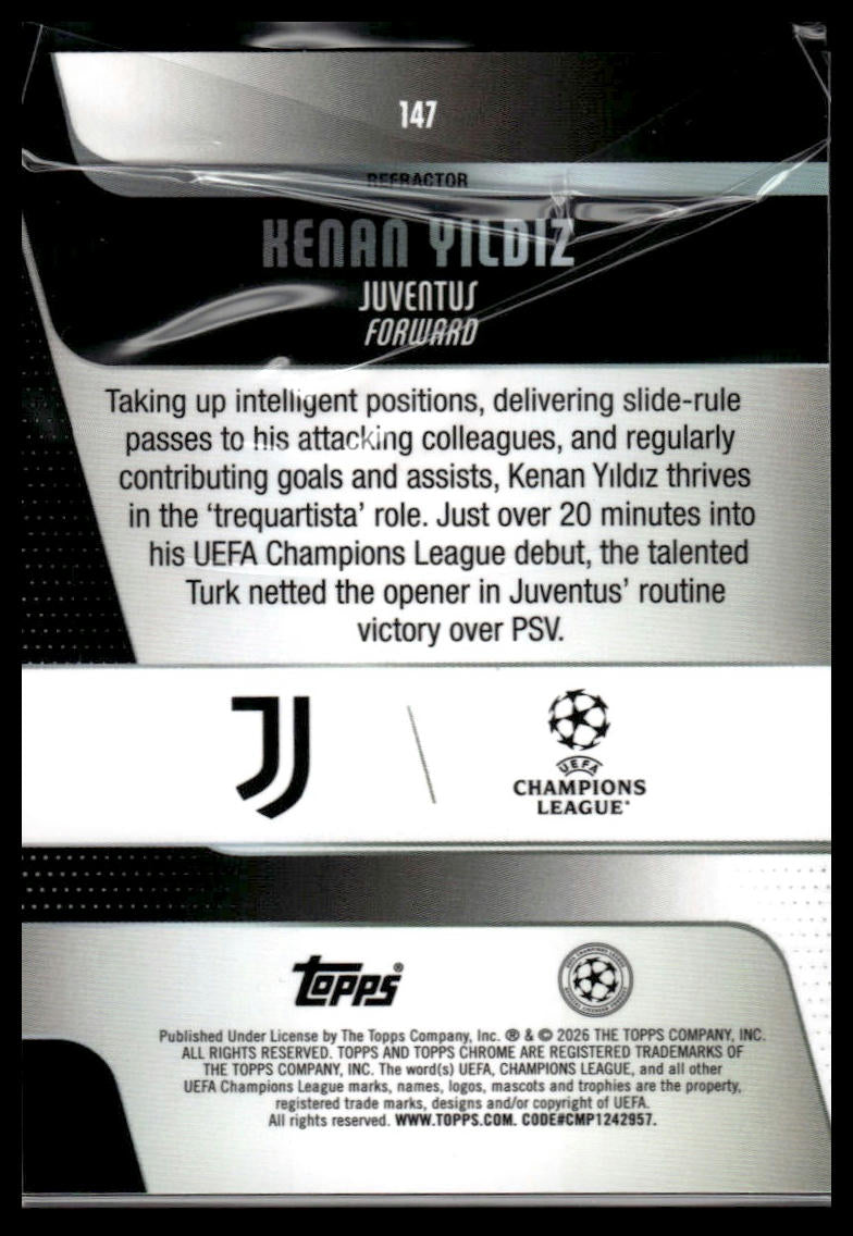2025-26 Topps Chrome UEFA Club Competitions #147 Kenan Yildiz Refractor