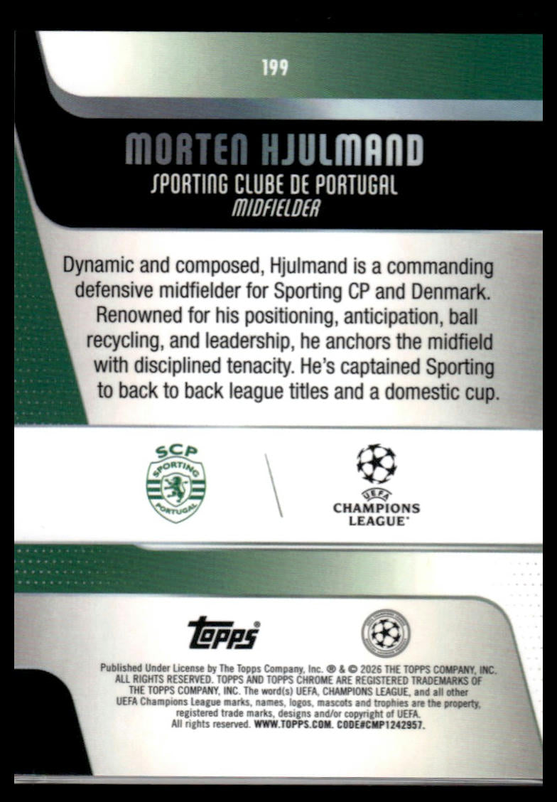 2025-26 Topps Chrome UEFA Club Competitions #199 Morten Hjulmand Prism Refractor