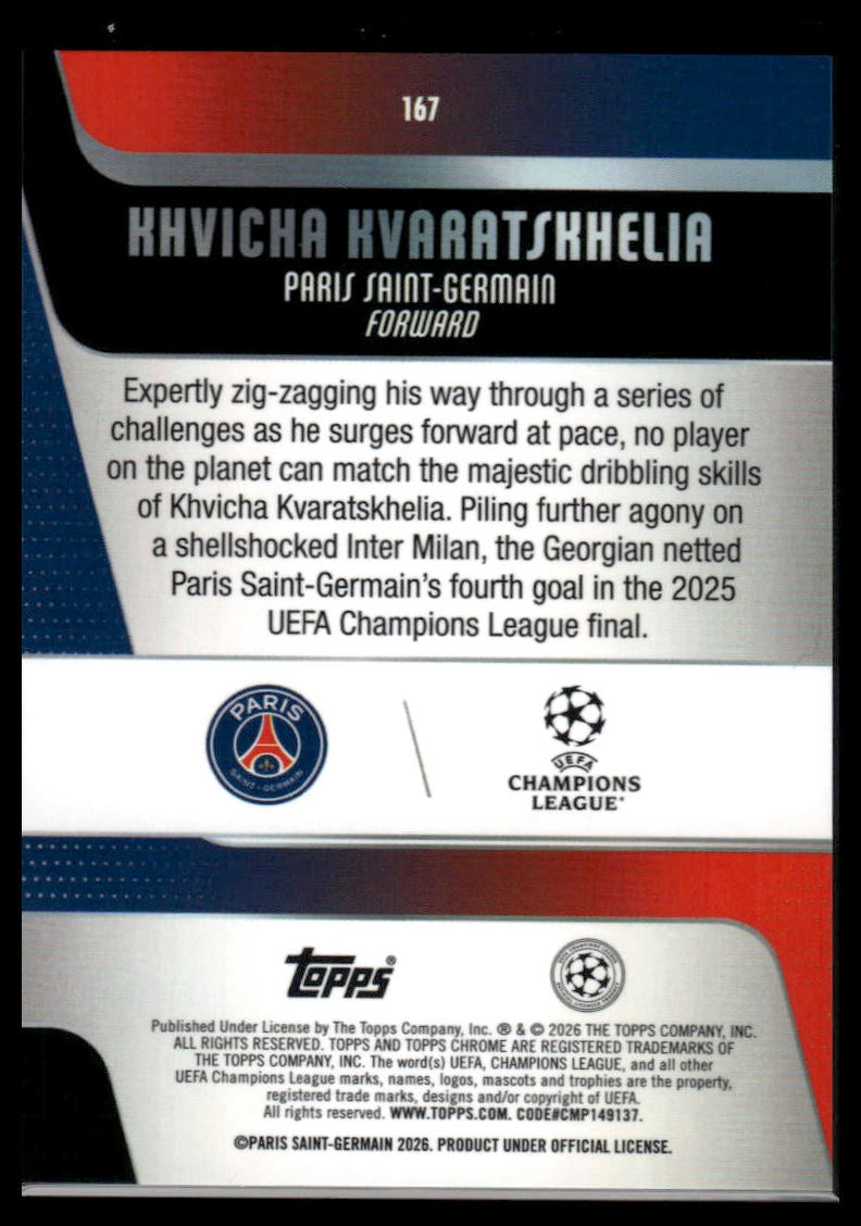 2025-26 Topps Chrome UEFA Club Competitions #167 Khvicha Kvaratskhelia Big Apple