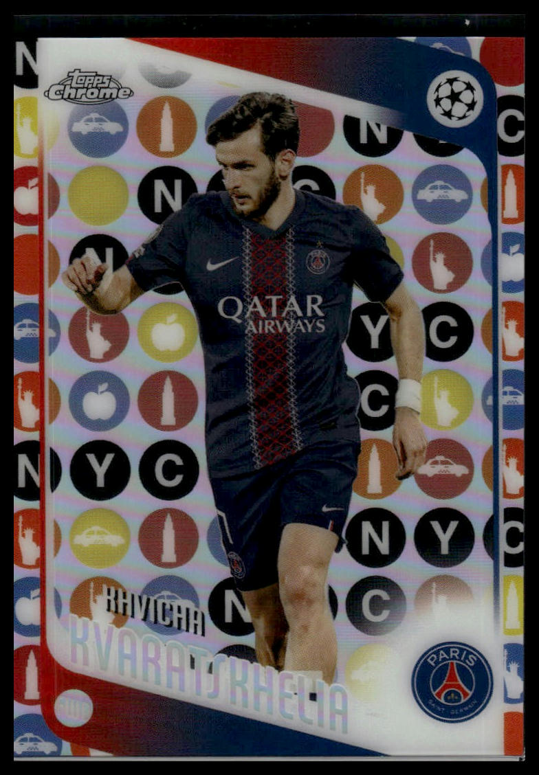 2025-26 Topps Chrome UEFA Club Competitions #167 Khvicha Kvaratskhelia Big Apple