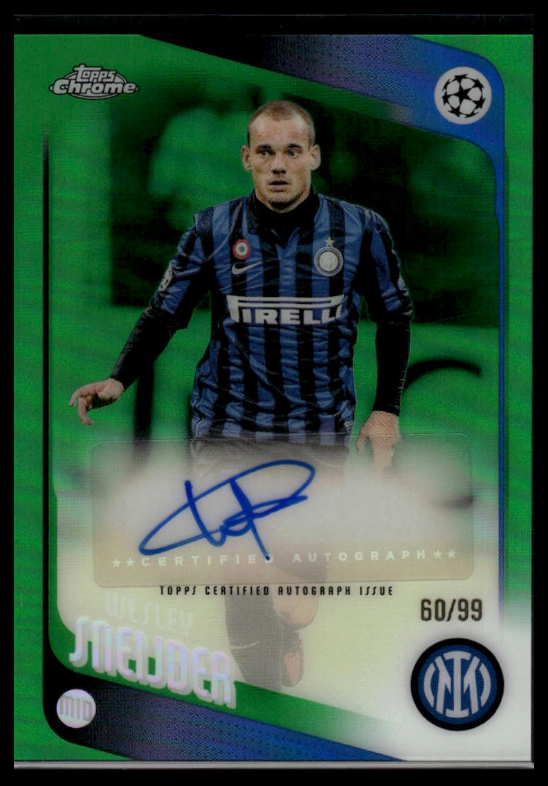 2025-26 Topps Chrome UEFA Wesley Sneijder Legends Auto Green Refractor /99